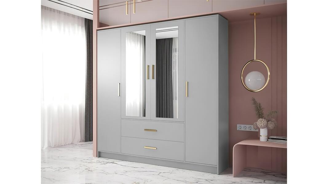 Распашной шкаф Аннабель четырехсекционный Серый 112  210*45*240 