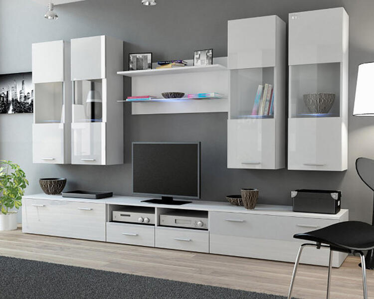 Гостиная Дрим МДФ Белый DM635-6 / Белый Фасадный 0101 300*45*180 см, Белый   Фиеста