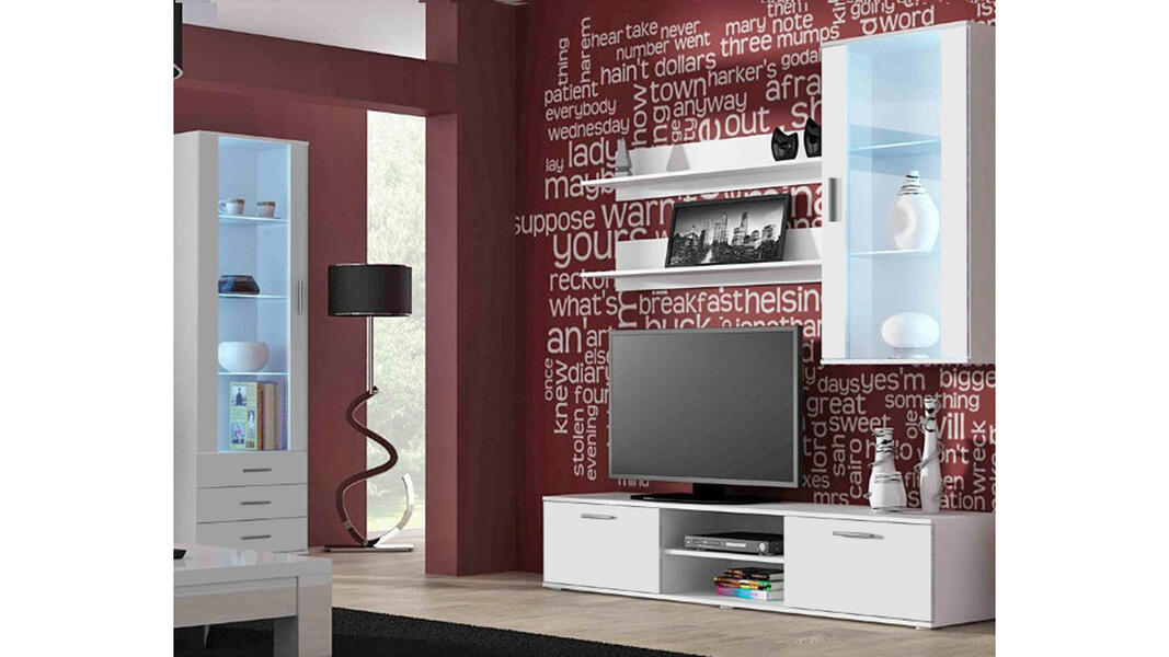 Гостиная Сохо 11 Белый Фасадный 0101 240*41*192 см, Белый   Фиеста