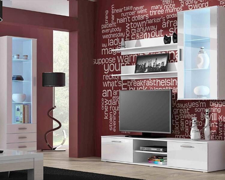 Гостиная Сохо 11 МДФ Белый DM635-6 / Белый Фасадный 0101 240*41*192 см, Белый   Фиеста