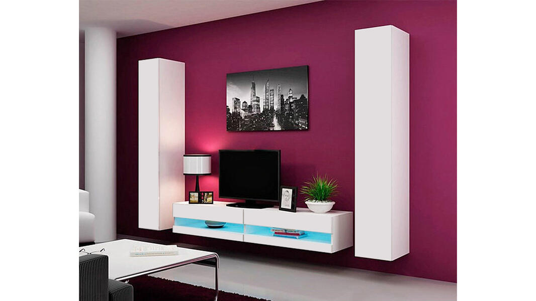 Гостиная Виго нью 4 Белый Фасадный 0101 260*42*180 см, Белый   Фиеста