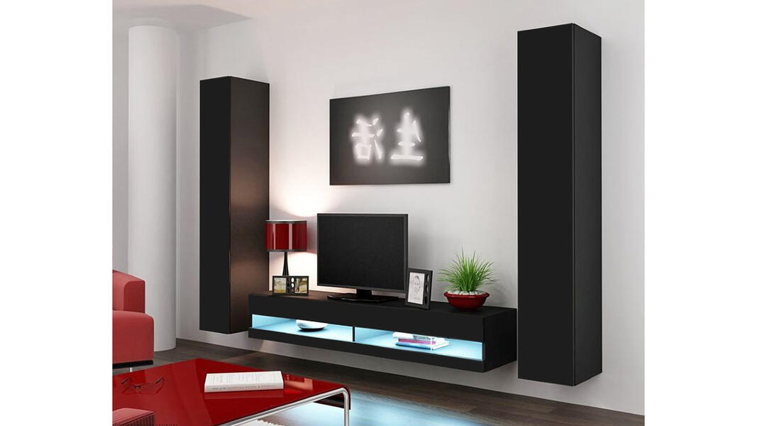 Гостиная Виго нью 4 Черный 0190 260*42*180 см, Черный   Фиеста