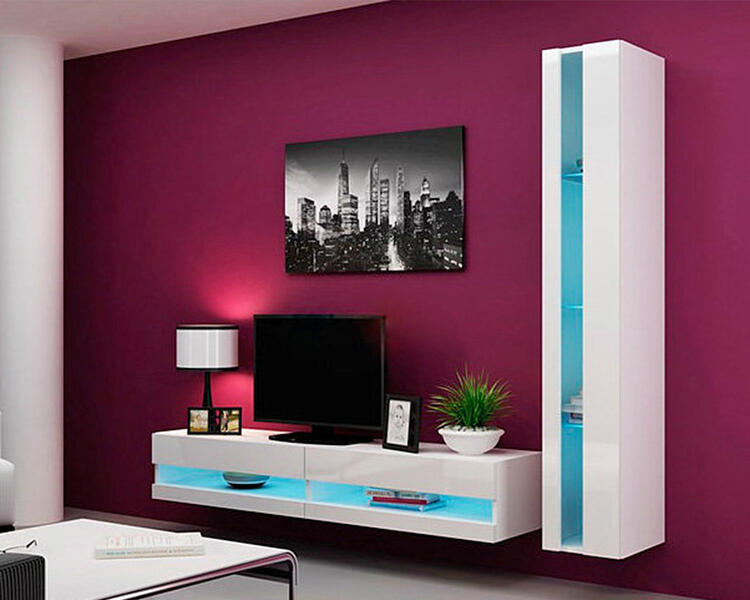 Гостиная Виго нью 8 МДФ Белый DM635-6 / Белый Фасадный 0101 220*42*180 см, Белый   Фиеста