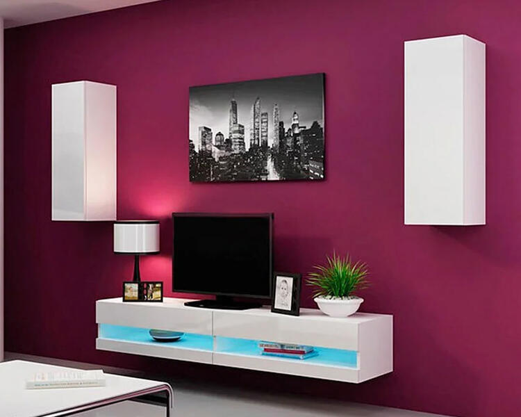 Гостиная Виго нью 10 МДФ Белый DM635-6 / Белый Фасадный 0101 250*42*180 см, Белый   Фиеста