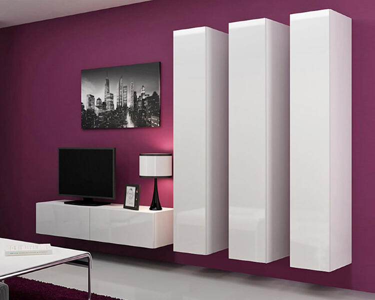 Гостиная Виго 14 МДФ Белый DM635-6 / Белый Фасадный 0101 260*42*180 см, Белый   Фиеста