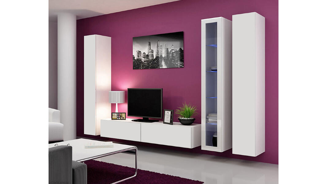 Гостиная Виго 2 Белый Фасадный 0101 300*42*180 см, Белый   Фиеста