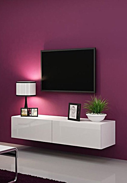 ТВ-тумба Виго малая МДФ Белый DM635-6 / Белый Фасадный 0101 140*42*30 см, Белый   Фиеста