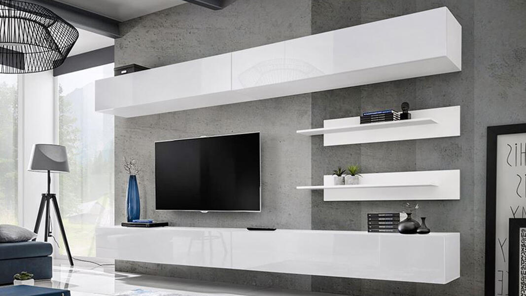 Гостиная 1 МДФ Белый DM635-6 / Белый Фасадный 0101 320*40*180 см, Белый   Фиеста