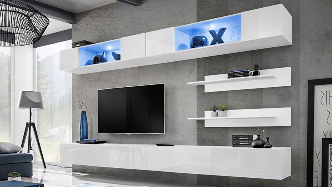 Гостиная 3 МДФ Белый DM635-6 / Белый Фасадный 0101 320*40*180 см, Белый   Фиеста