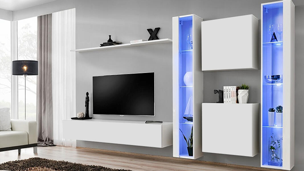 Гостиная 10 Белый Фасадный 0101 330*40*180 см, Белый   Фиеста