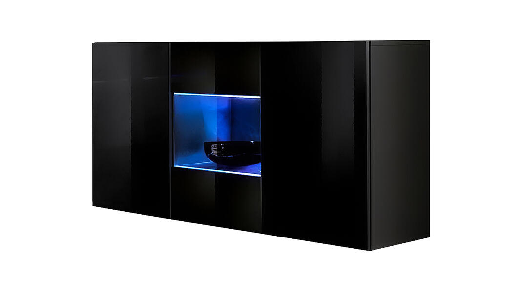 Подвесной комод Лана 2 МДФ (черный) 120*40*70 см, Черный   Фиеста