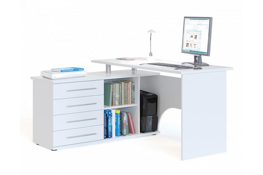 Компьютерный стол Премьер Белый 101 140*127*75 см, Белый   Фиеста