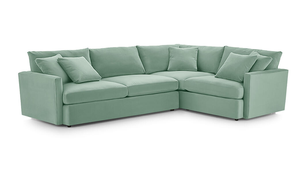 Угловой диван Стелф ЭКО Vivaldi 09 290*185*90 см, Зеленый Велюр Еврокнижка Фиеста