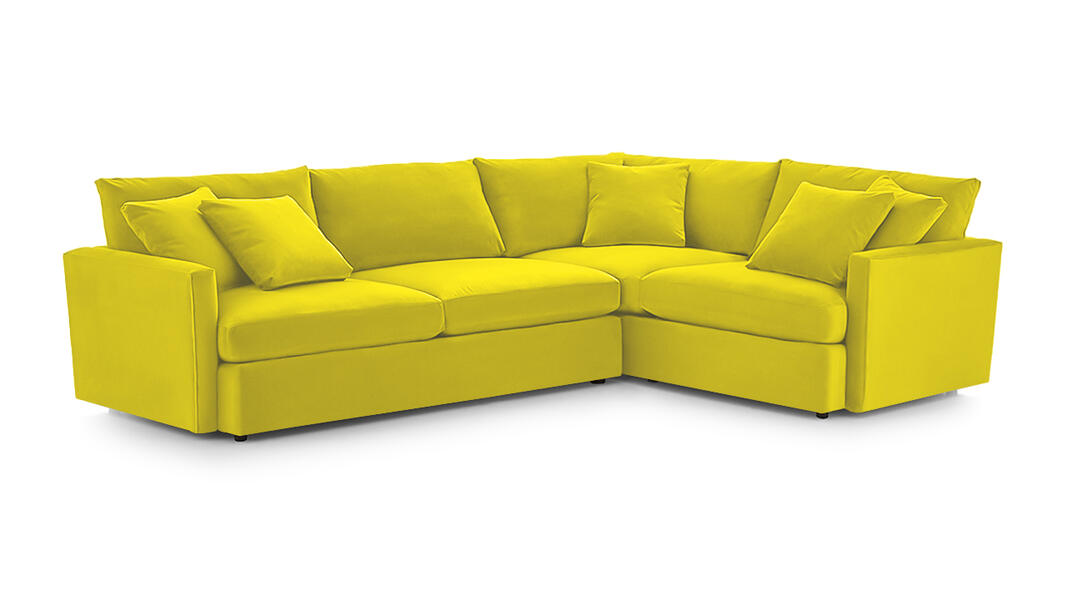 Угловой диван Стелф ЭКО Vivaldi 15 231*185*90 см, Желтый Велюр Еврокнижка Фиеста